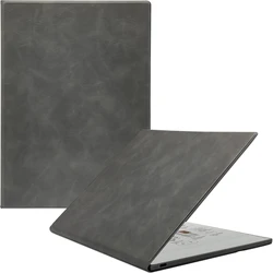 Premium PU Leather Book Folio with Pen - Buckle and Smart Magnetic Cover in Classic Black (Gray)