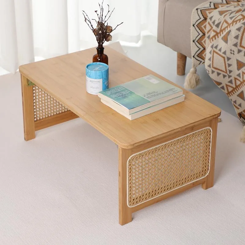 Multi Folding Bamboo Tea Table For Living Room Floor-standing Low Minimalist Compact Tatami Coffee Foldable Table Bed Laptop