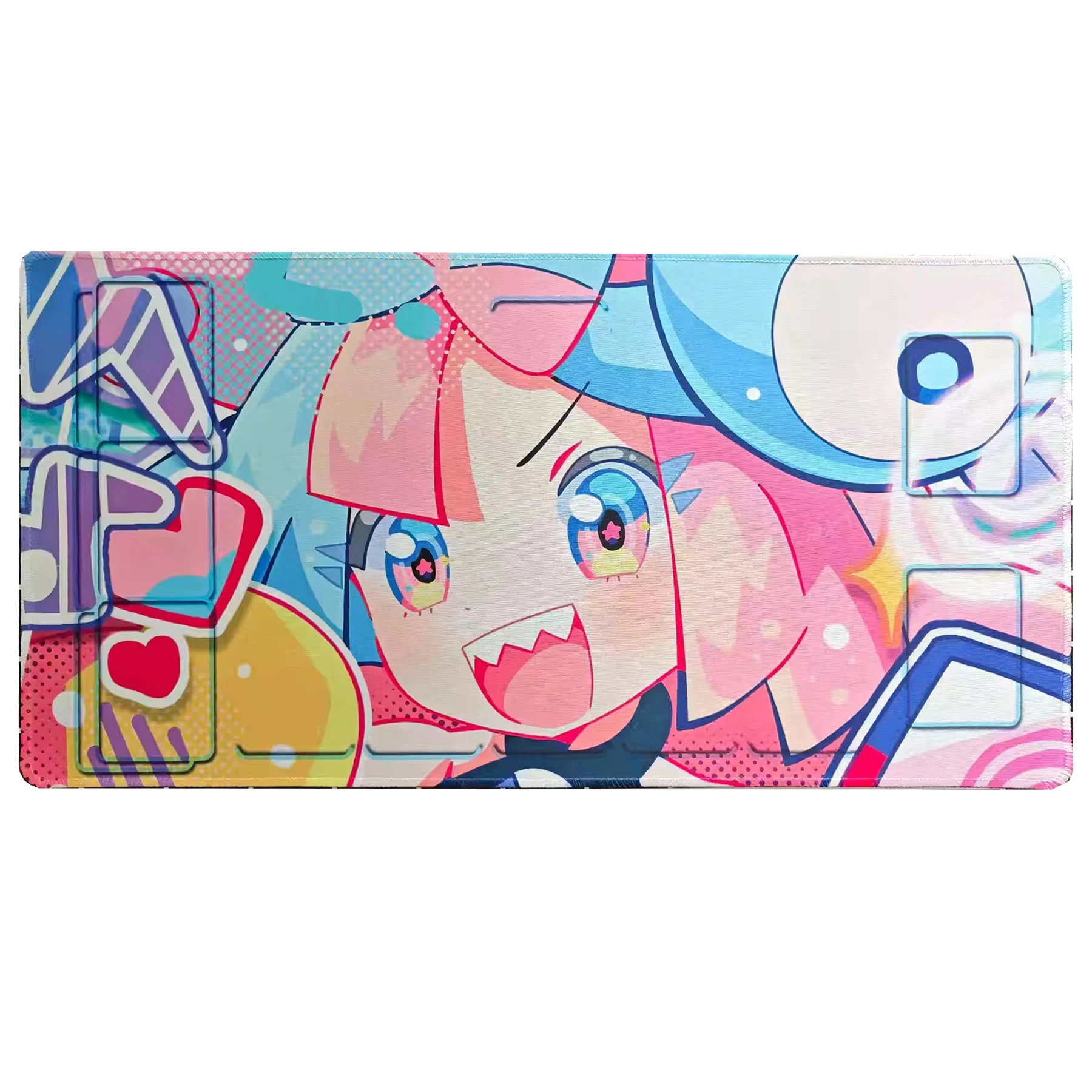 

600X350X2Mm New Pokemon Iono Game Battle Mat Kawaii Trainer Lono Individual Board Game Card Table Mat Anime Card Gift Toys