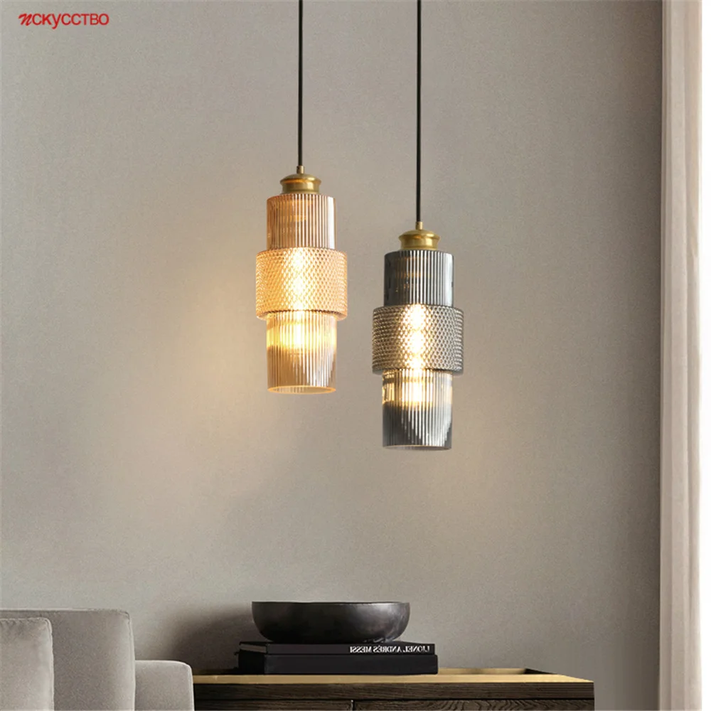 

Middle Ages Luxury Smoke Gray Glass Tube Led Chandeliers Lighting For Kitchen Living Room Hotel Home Decor Hanging Lamp Fixtures