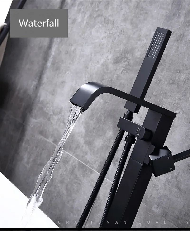 Description Picture 6 of itemBathtub Faucet + Handheld Shower Free Standing Rose Gold  Mixer Taps Floor or Wall Mounted Mixer
