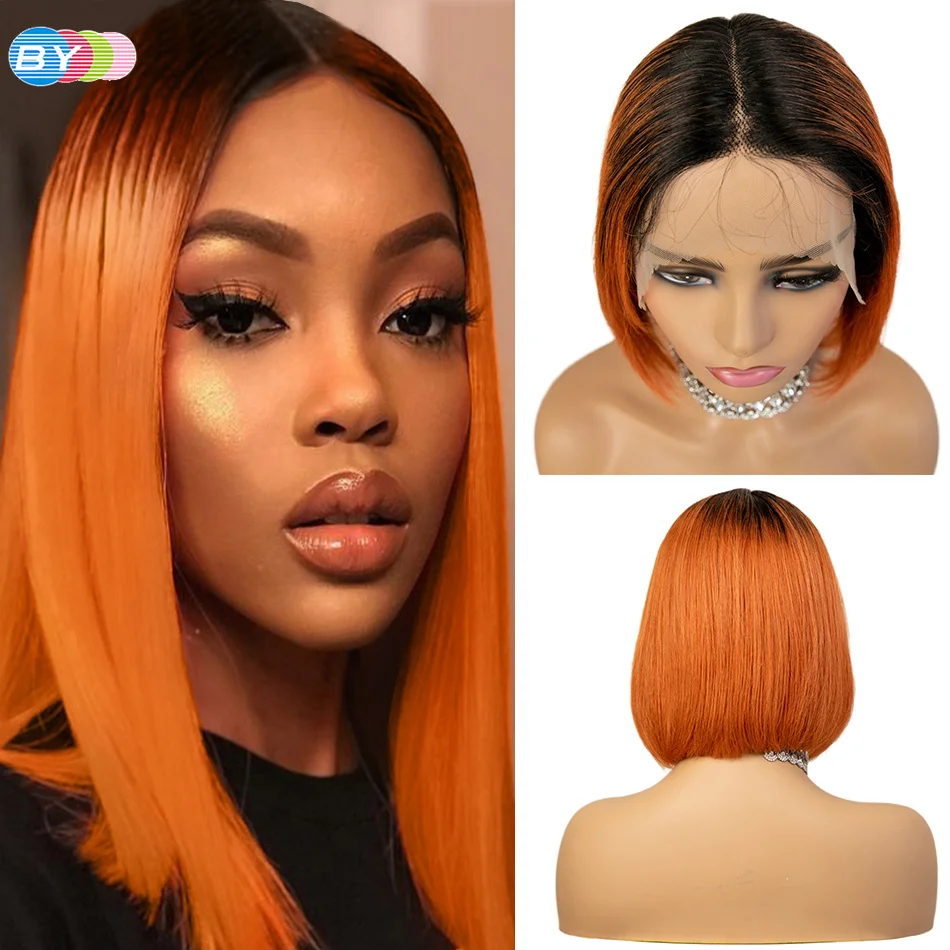 Cheap Orange Ginger Wig HD Lace Frontal Wig Short Bob Wigs Human Hair 13x4 Lace Front Wig
