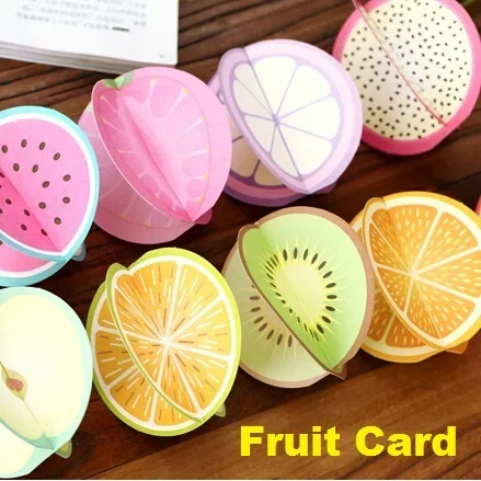 

5pack/lot Students DIY Cards Sweet 3D Fruit design Greeting Card set with Envelope Gift Cards New Christmas Fashion card