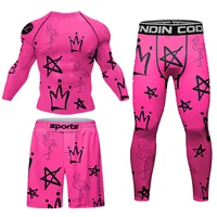 Cody Lundin Men Active Wear Pink Athletic Gym T-shirt uv protection Men Rash Guard BJJ jiu jitsu Rash Guard MMA Grappling Shorts 1