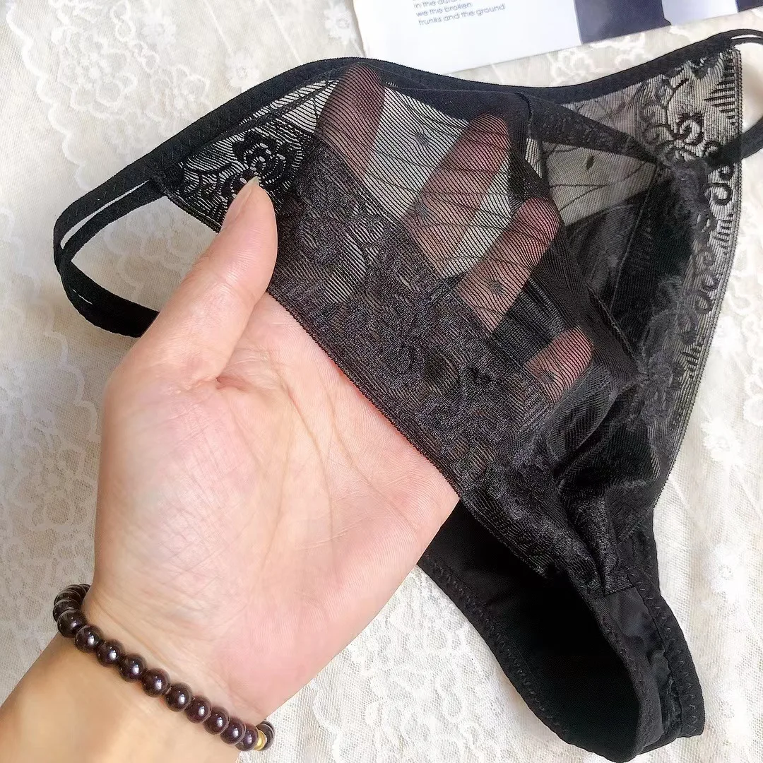 New Fashion Men Briefs Sexy Lace Men's Underwear Pouch Briefs See Through Comfortable Mesh Temptation Thong Boxer short