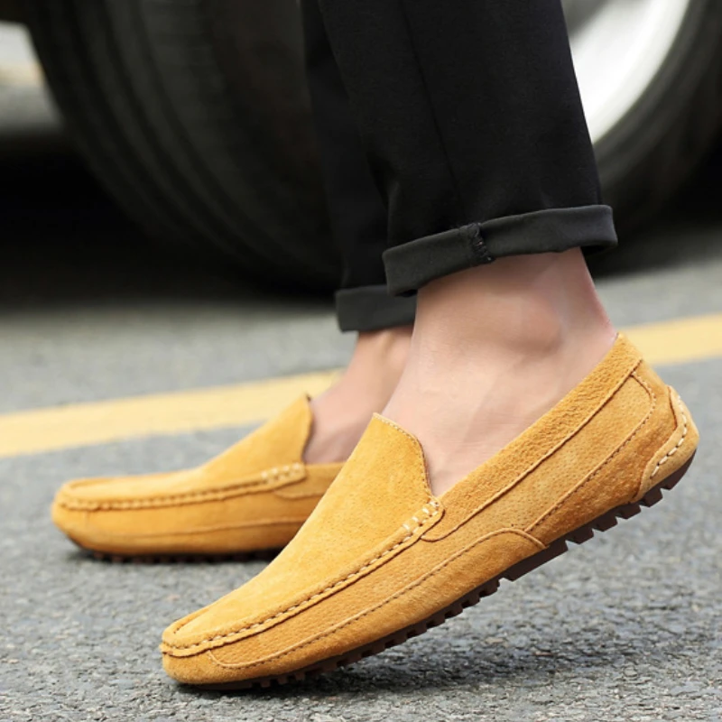 Herren Suede Leder Loafer Leichte Freizeitschuhe Slipper_voghion.com
