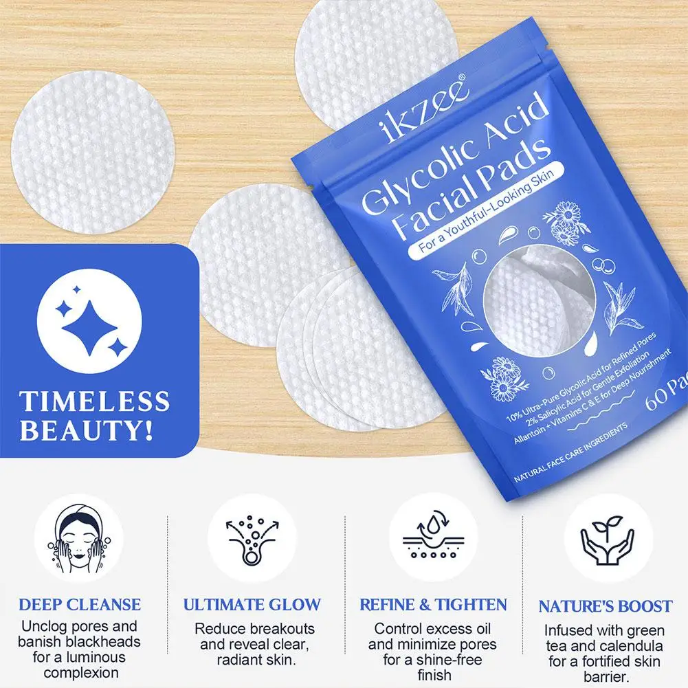Glycolic Acid Facial Pads Exfoliating Brightening Moisturizing Fruit Acid Pads With Salicylic Acid Deep Cleaning Pads Skin Care 6