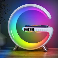 9 inch Wireless Charger Stand Alarm Clock Bluetooth Speaker LED Lamp RGB Night Light For iPhone Samsung Fast Charging Station 1