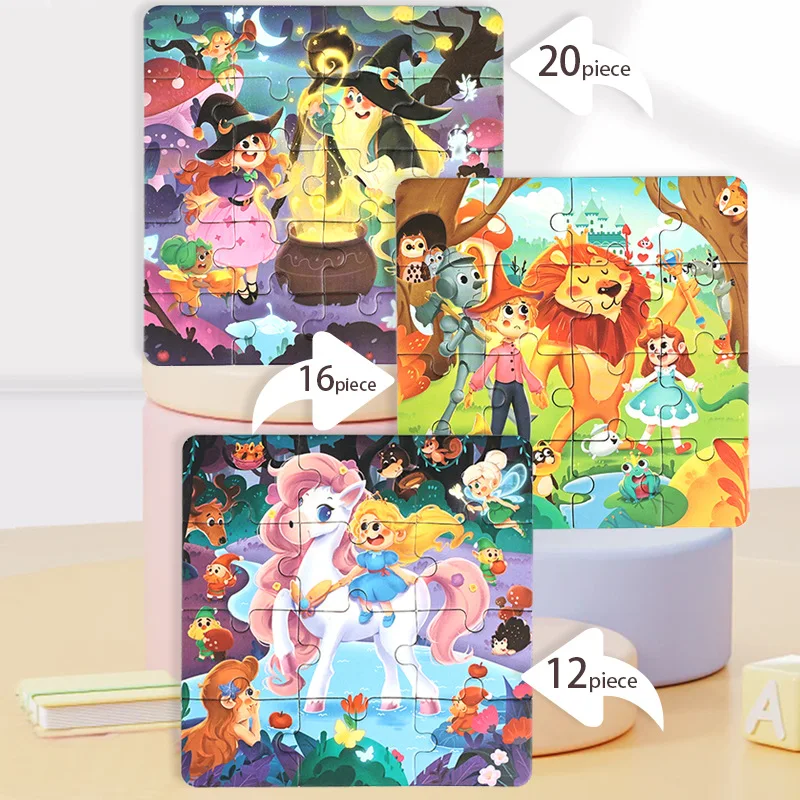 Children's Folding Magnetic Jigsaw Puzzle - Portable Travel DIY Toy Set (12/16/20 Pieces)