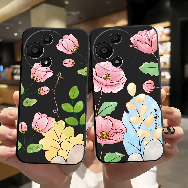 Fashion Cartoon Floral Pattern Soft Silicone Phone Case - Bumper Protective Cover