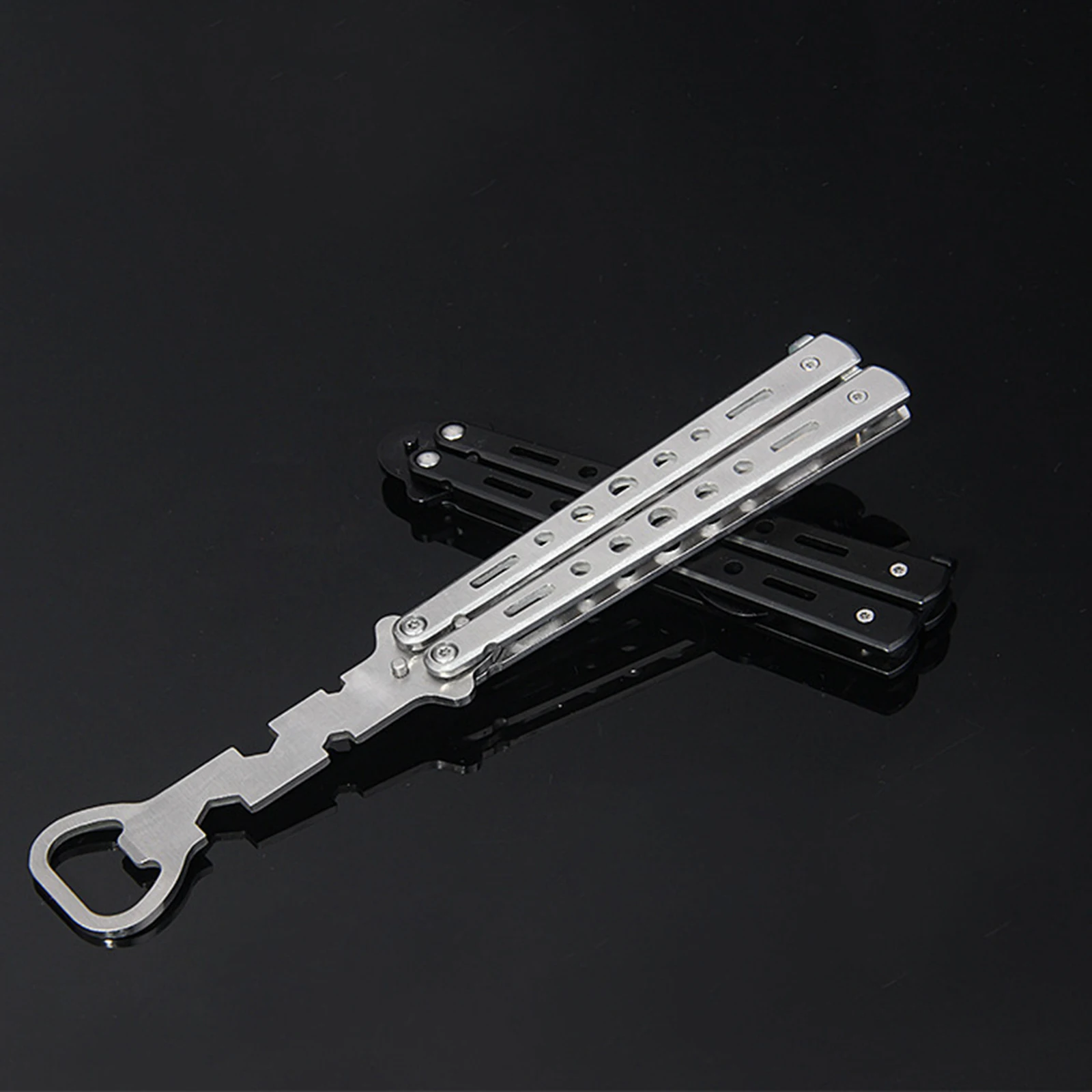 bottle opener butterfly knifesilver OTF