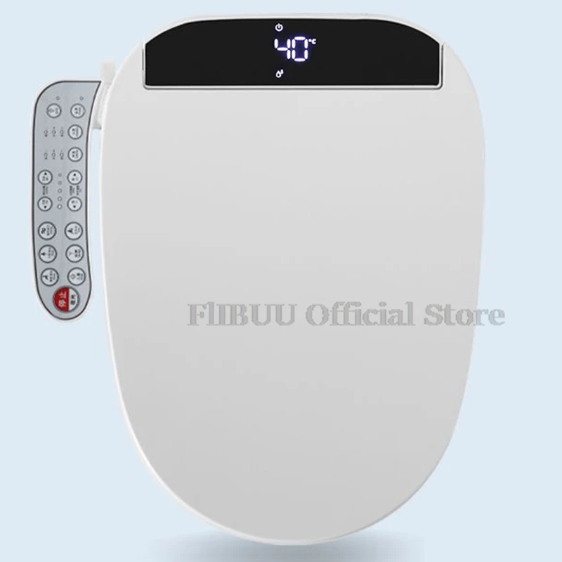 Elongated Smart Bidet Toilet Seat Cover Warm Air Dryer Warm Water Heated Seat Soft Close Toilet Lid Night Light Rear Front Wash