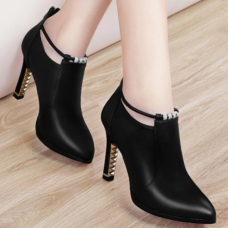 Kurze Damenstiefel mit hohem Absatz, spitze Stiefeletten, modische, wilde Schuhe, bequem, atmungsaktiv, lässig_voghion.com