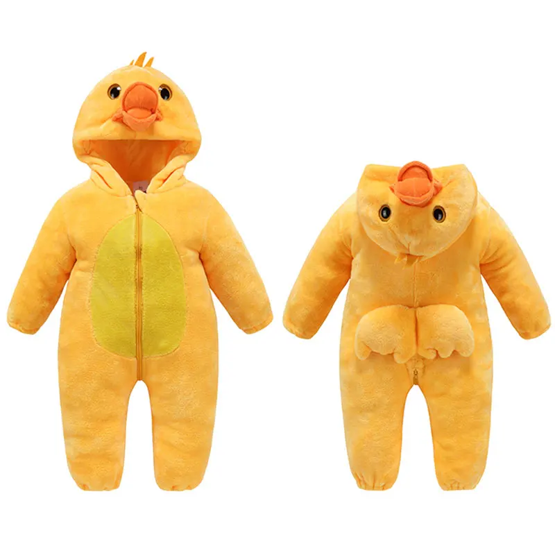 Umorden Baby Yellow Duck Costume Cosplay Kigurumi Cartoon Animal Rompers Infant Toddler Jumpsuit Flannel Halloween Fancy Dress cosplay costumes kigurumi pajamas