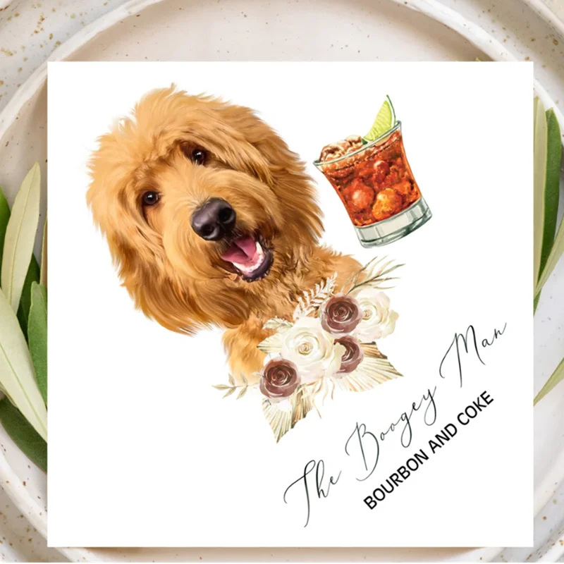 

50pcs Custom Name Dog Cocktail Napkins, Wedding Napkins Personalized, Wedding Decor, Cocktail Napkins, I Do Too, Dog Napkins