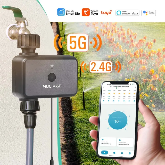 Garden 2.4GHz & 5GHz Dual-band WiFi Irrigation Timer Intelligent Remote APP Control Automatic Watering System IP55 Waterproof 5