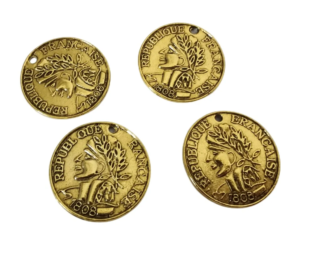 

120pcs Tibetan silver metal coin round charms 23mm A739