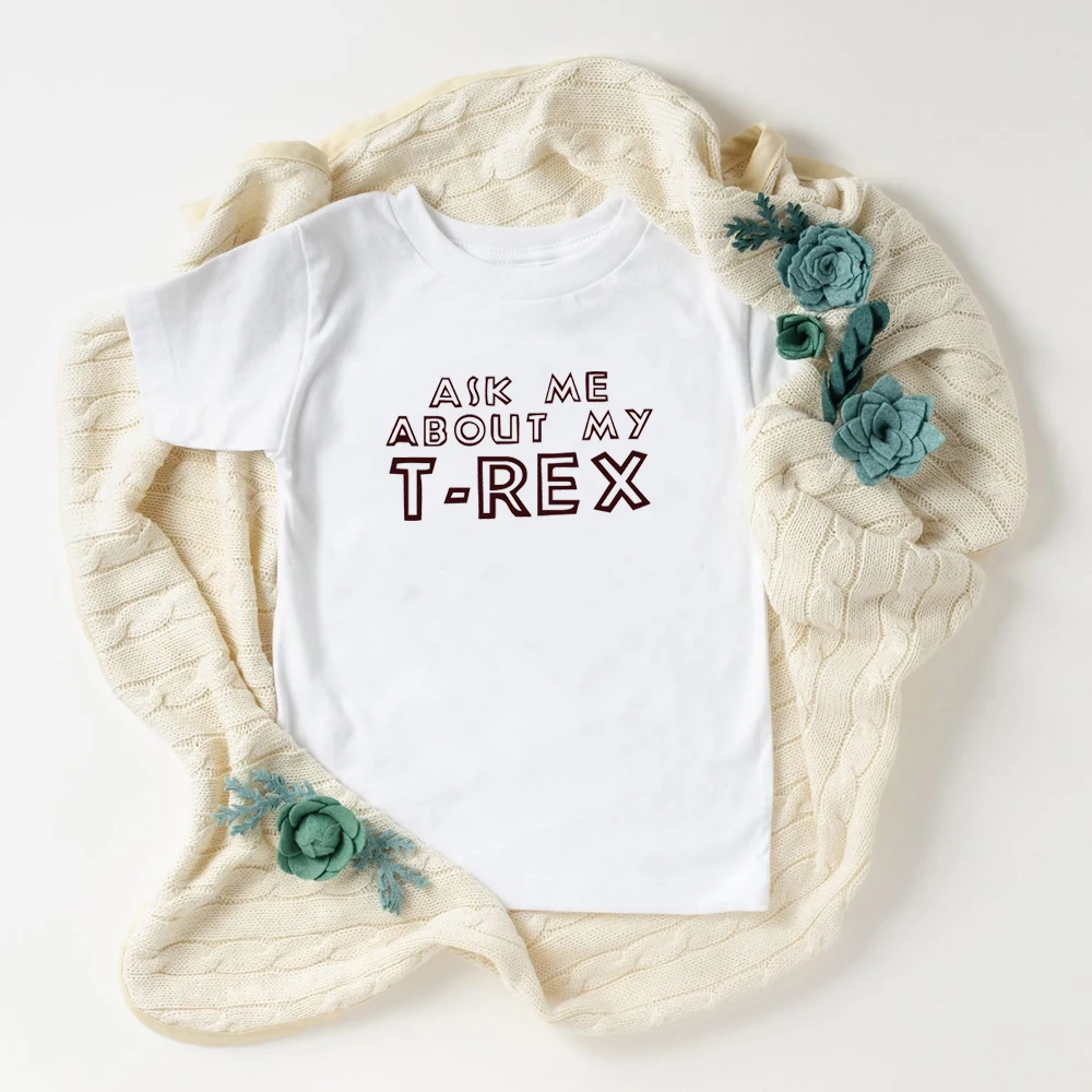 T-shirt Uomo Divertente 'Ask Me About My Trex' Con Dinosauro, Crazy Dog