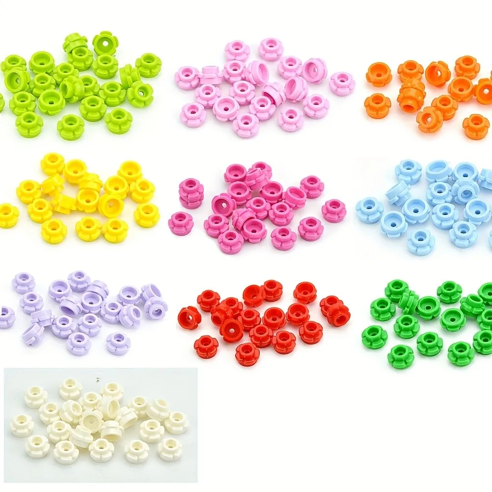 300PCS Runde 1x1 mit Blume MOC Bausteine Kompatibel 24866 Kit Platte 5 Blütenblätter Ziegel Partikel pädagogisches Spielzeug Kind Geschenk – Detail 1