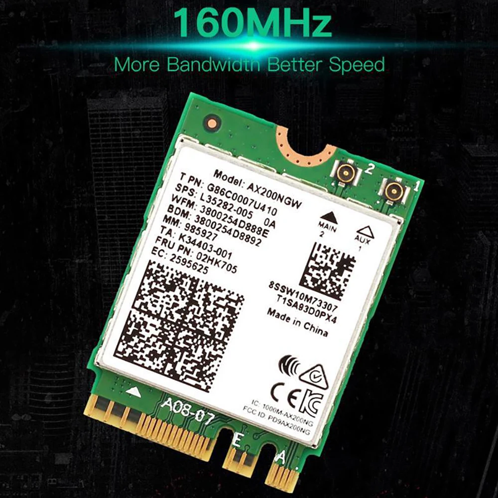 AX200 M.2 Bluetooth 5.2 2.4G/5Ghz 802.11ac/ax AX200NGW Wi-Fi 어댑터 안테나 용 WiFi 6 듀얼 밴드 3000Mbps 무선 카드