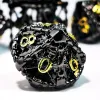 DnD Metal Dice Set - 7 Piece Zinc Alloy Polyhedral Dice, Yellow Patterned for RPG, Dungeons & Dragons Tabletop Games 4