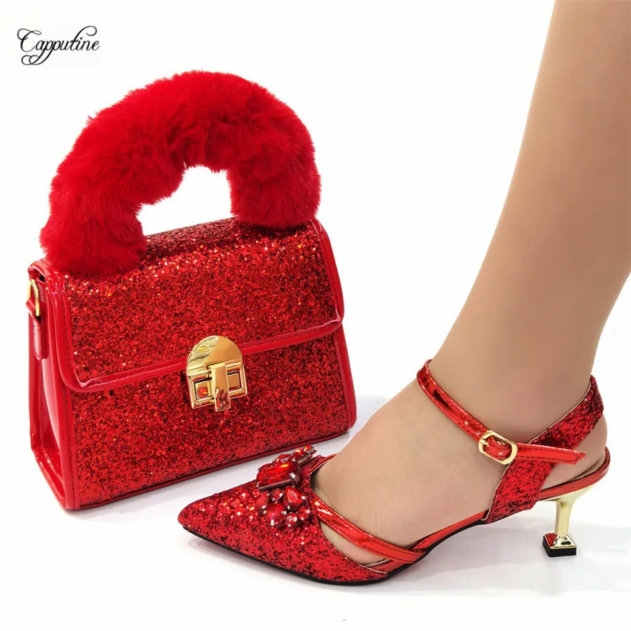 Luxury Orange Women Shoes And Bag Set To Match Ladies High