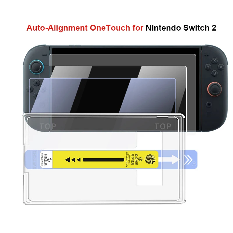 Screen Protector 1pc Auto-Alignment OneTouch for Nintendo Switch 2 Tempered Glass Screen Protector Gaming Accessories Ultra-Clear/Anti-blue Light