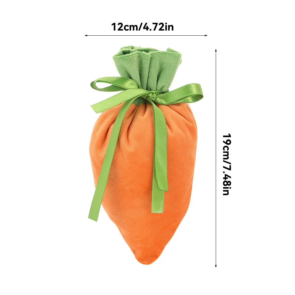 1Pcs Easter Carrot Gift Bags Velvet Carrot Drawstring Bags Easter Candy Cookie Packaging for Kids Easter Decoration 2025
