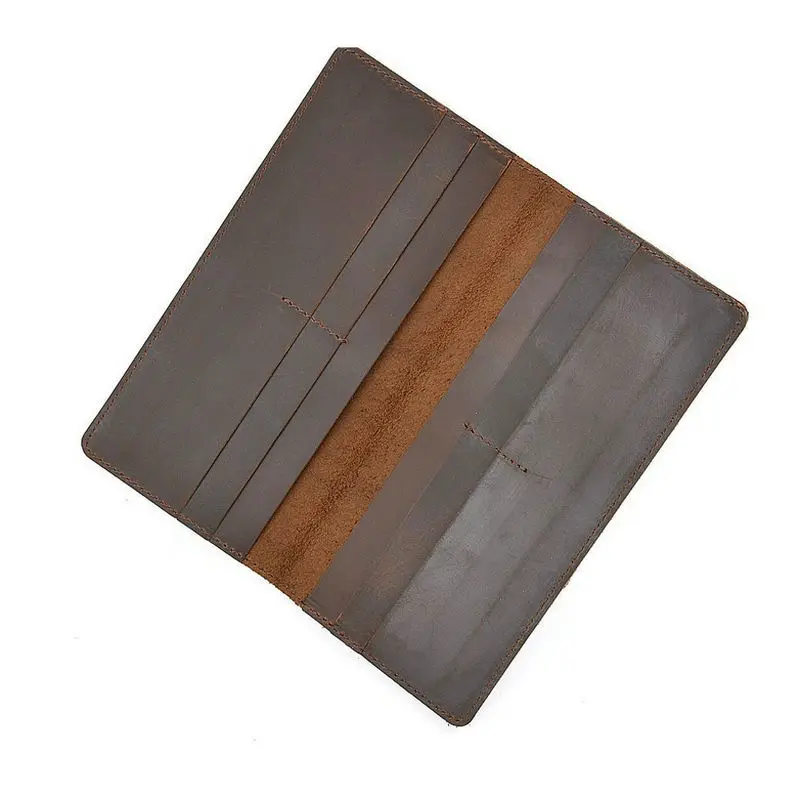GENODERN Crazy Horse Leather Long Wallets for Men Genuine Leather Men Wallets Vintage Male Purse 6