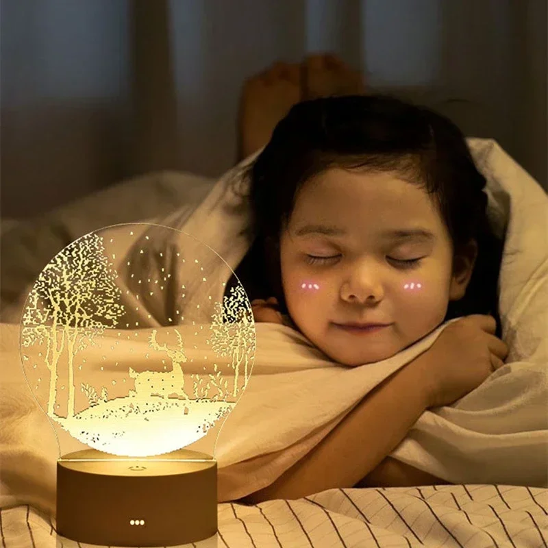 Heart Love Acrylic 3D Night Light USB DIY Kids Bedroom Night Lamp for Valentine's Day Decor Christmas Wedding Cute Gifts