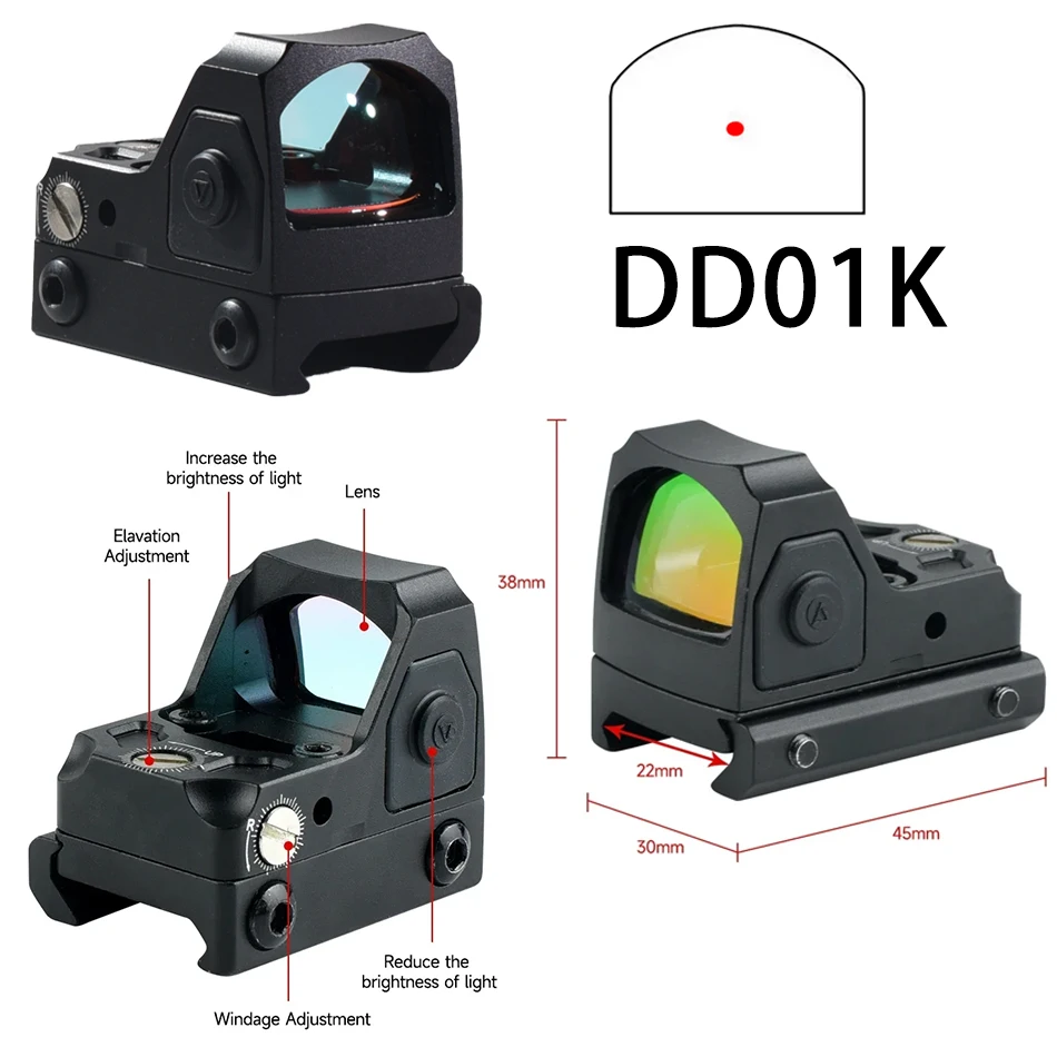 Red Dot Sight Tactical Scope Fit 20mm Rail Airsoft Pistols and Rifle Reflex Sight Optical Compact Scopes Hunting Accessory 3