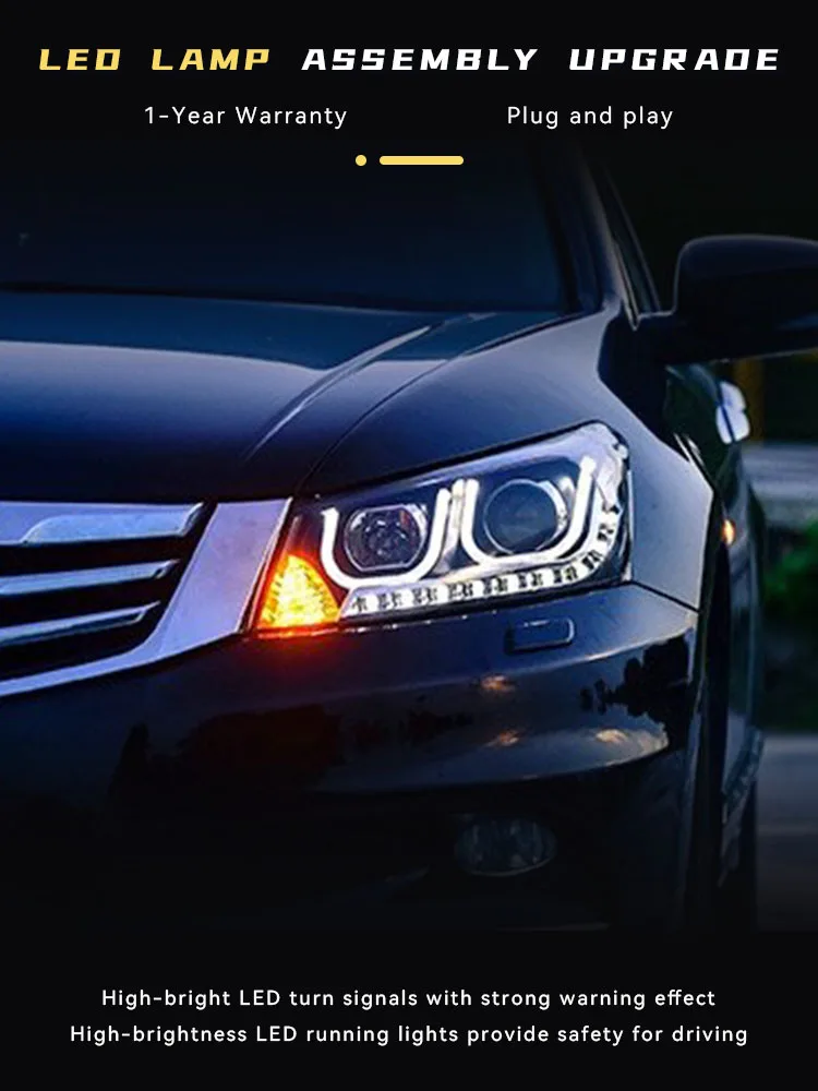 

Фары для стайлинга автомобиля для Honda Accord G8 2008-2013, передняя фара, дизайн «глаза ангела», дневные ходовые огни, Задние световые линзы, автомобильные аксессуары