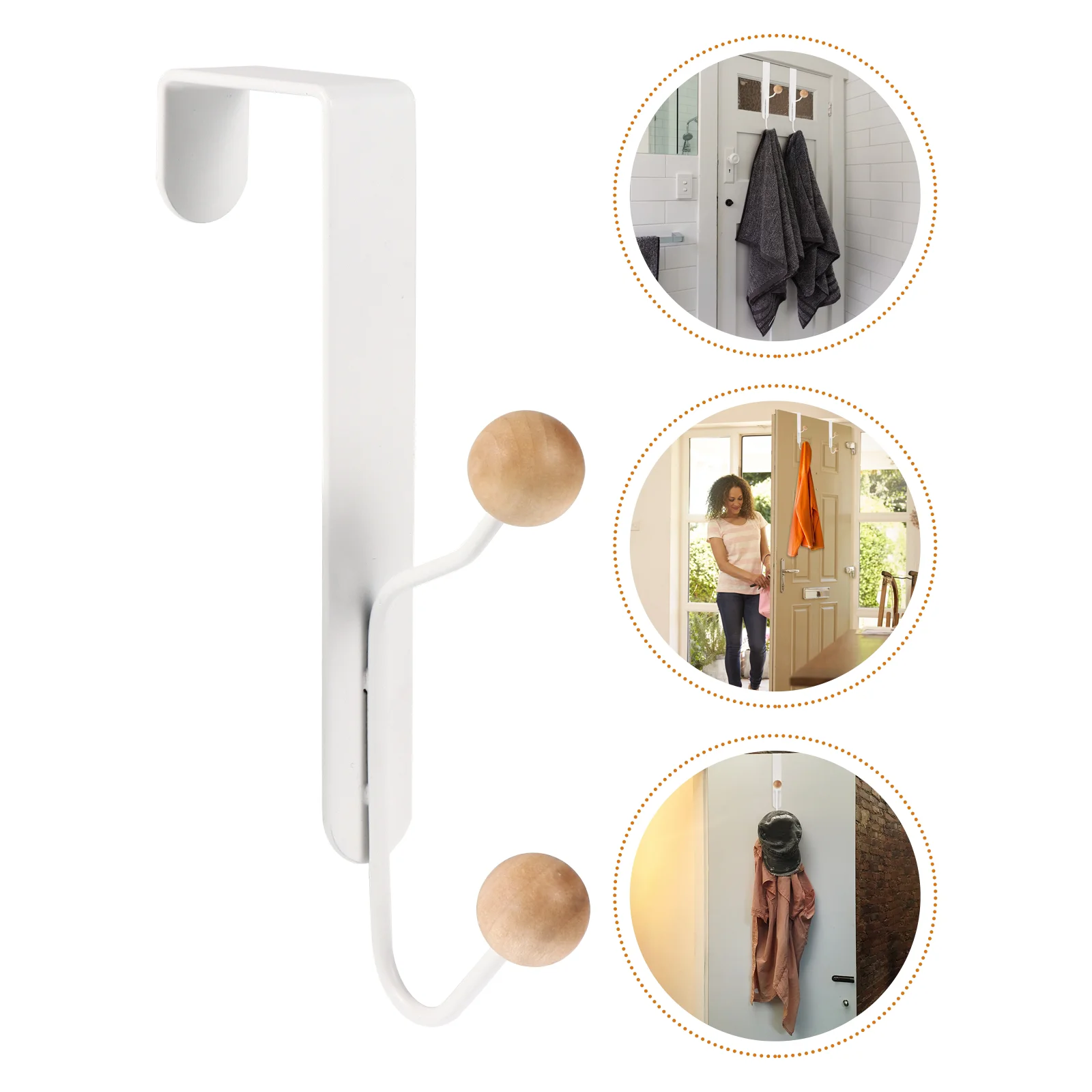 

2 Pcs Hook up Household Scarf Hooks Towel Bath Ball Clothes Hangers Backpack Wood Mask