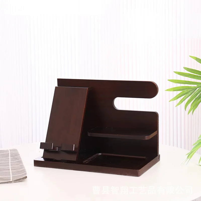 Wooden Bedside Wood Phone Docking Station Holder Wallet Stand Multifunctional Watch Storage Rack Home Desktop Decoration 5
