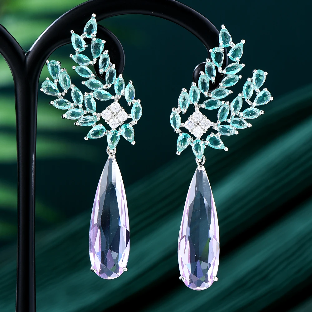 

Missvikki New Luxury Green Earrings For Women Wedding Party CZ Dubai Bridal Earrings boucle d'oreille femme Trendy Jewelry Gift