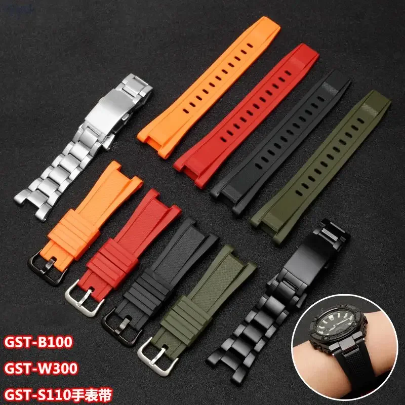 

Ремешок из смолы, мужские аксессуары для часов, браслет для Casio GST-S130 S110 S100 W130L W100 W110 210, спортивный водонепроницаемый ремешок