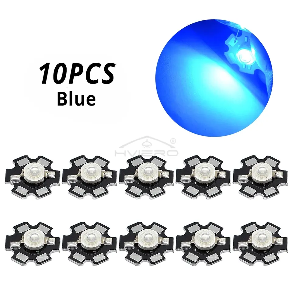10X 20mm 3V 3W Led High Power Chip Light Bead White Red Blue Green Led Beads Emitter LED Bulb Diodes Lamp with Star Min Heatsink image 8