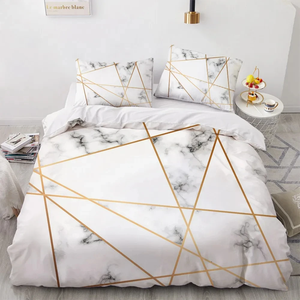 

Simple Bedding Sets 3D Marbling Duvet Quilt Cover Set Comforter Bed Linen Pillowcase King Queen Full Double Single Home Textile