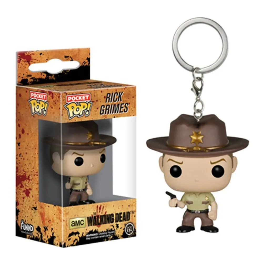 FUNKO Pocket The Walking Dead Keychain Dolls Rick Grimes Daryl Dixon Christmas Backpack Pendant Toys Models Collection Keychain 2