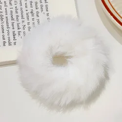 Vibrant Fluffy Hair Band Plush Scrunchie - Stylish Hair Accessory (Thick white)