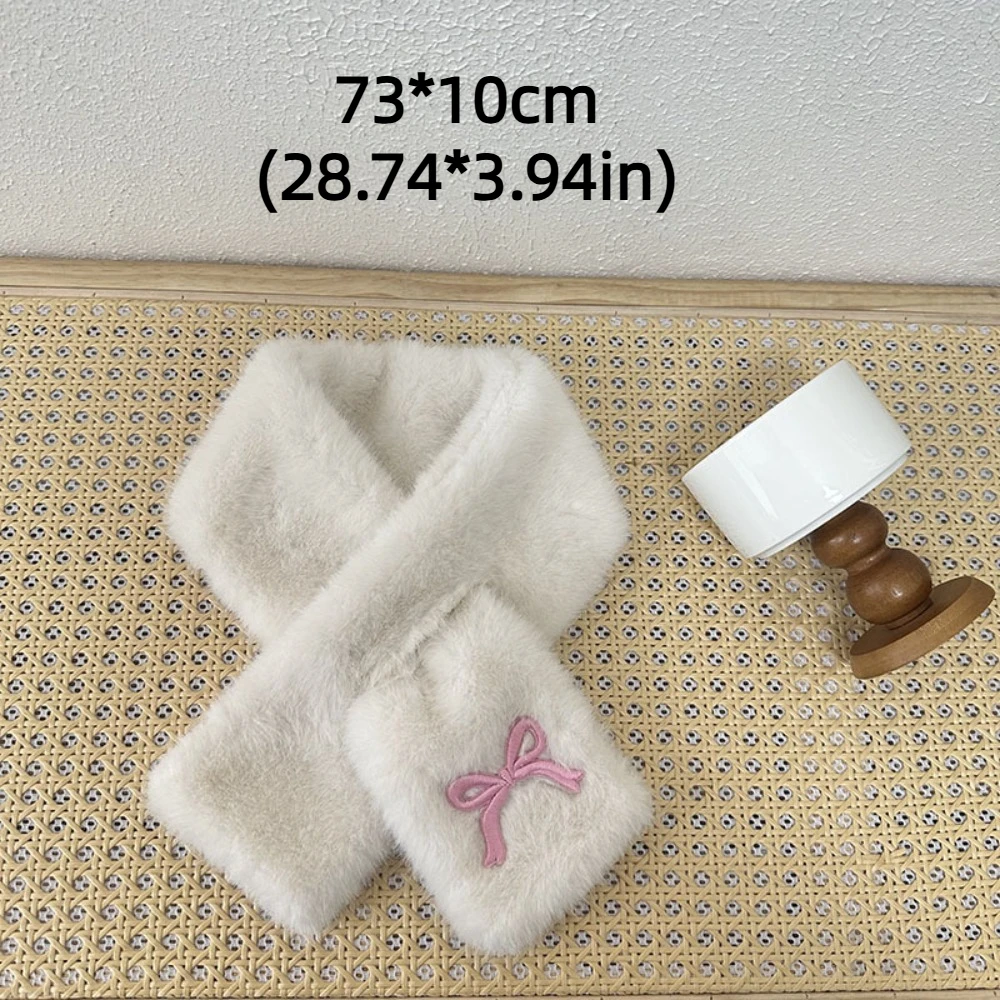 귀여운 단색 리본 스카프 한국 스타일 캐주얼 방한 넥커치프 방풍 따뜻한 어린이용 크로스 스카프 소녀용