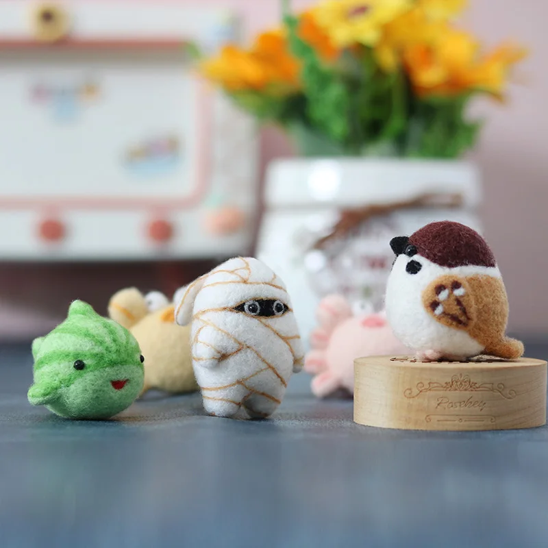 Funny Sparrow Bird Handmade Wool Needle Felting Kit Sparrow Felt Material Kit For Handmade DIY Beginner Gift No Finish