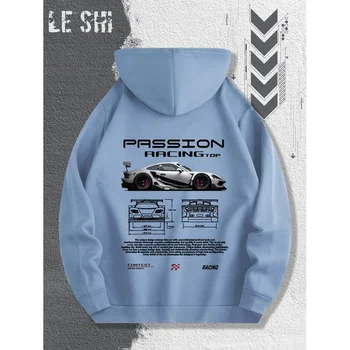 2025 هوديي عالي الجودة بنمط سباق العاطفة للرجال والنساء، قميص رياضي فضفاض عصري كلاسيكي 3