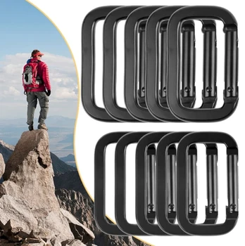 1/5pcs Square-Ring Carabiner Buckles Spring Carabiners Snap Hooks Clip Keychain Outdoor Backpack Pendant Buckles Camping Tools