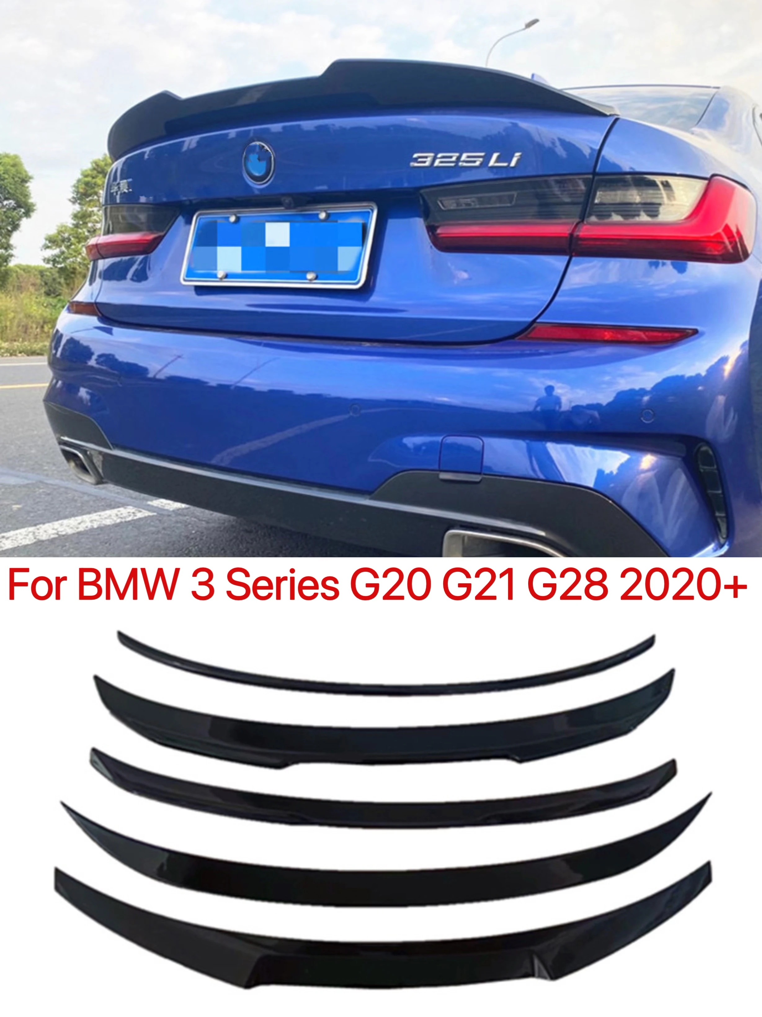 

For BMW 3 Series G20 G21 G28 M3 MP Rear Roof Bumper Lip Trunk Wing PSM M4 Style Slim Spoiler Kit 2020+