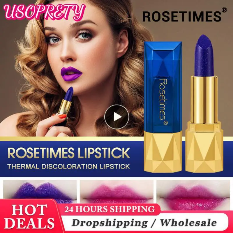 

Blue Rose Color Changing Lip Gloss Temperature Color Change Lipstick Waterproof Moisturizing Lip Balm Makeup Korean Cosmetics