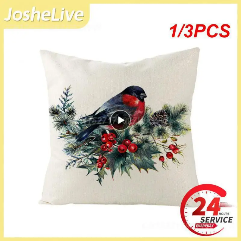 

1/3PCS 45x45cm Cushion Christmas Cover And Bird Series Polyester Sofa Case Home Sofa Decorative Garland Pillow