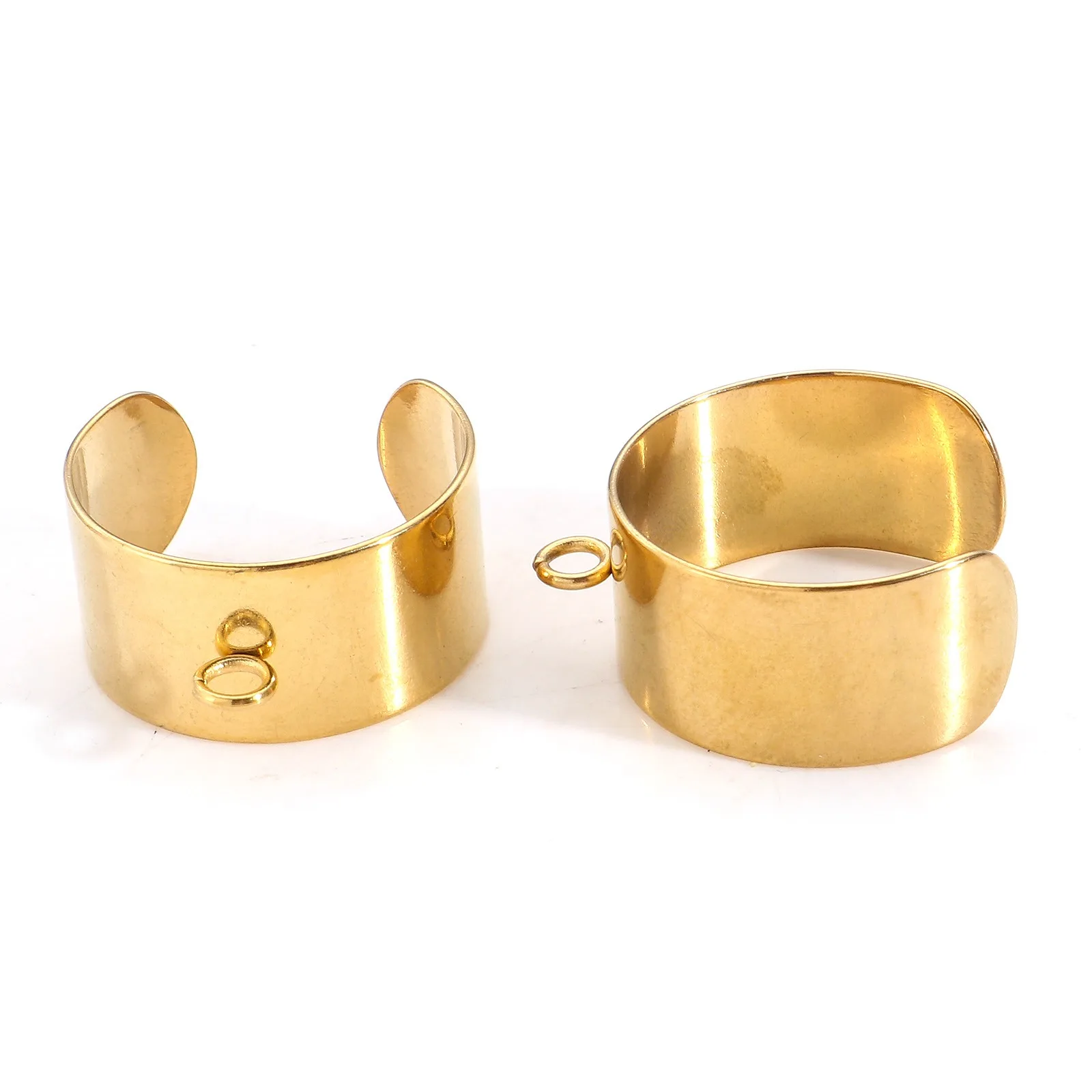 6mm 10mm Stainless Steel Open Adjustable Rings Gold Color Metal Round W/ Loop DIY Making Rings Jewelry Findings 18.1mm(US Sie 8)