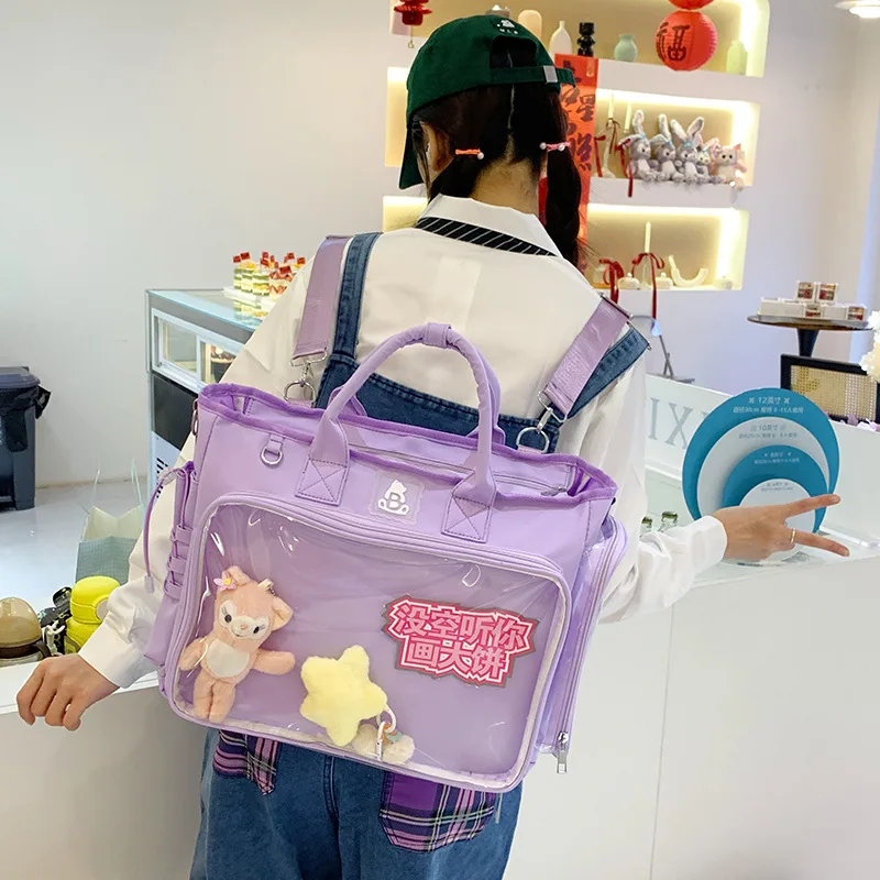 Zaino femminile quadrato alla moda Borsa a tracolla multifunzionale trasparente Borsa a tracolla per gita quotidiana di grande capacità Borse Mochilas