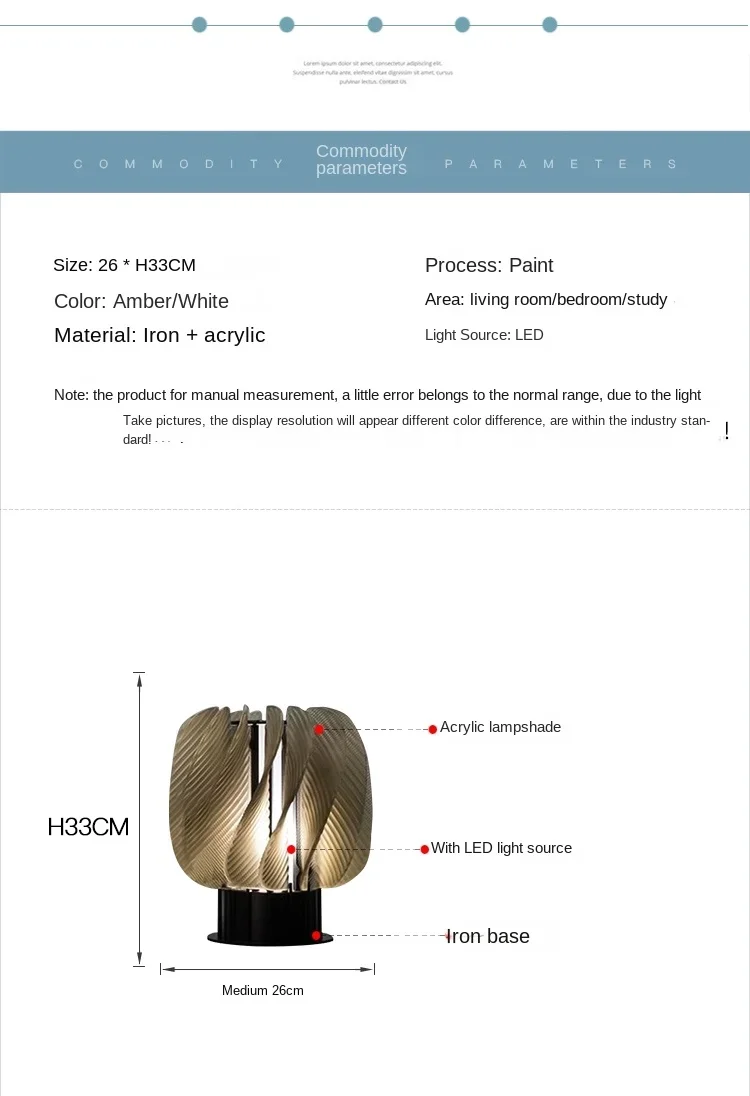Description Picture 3 of itemLiving room art deco desk lamp modern simple bedroom bedside study model room lamp